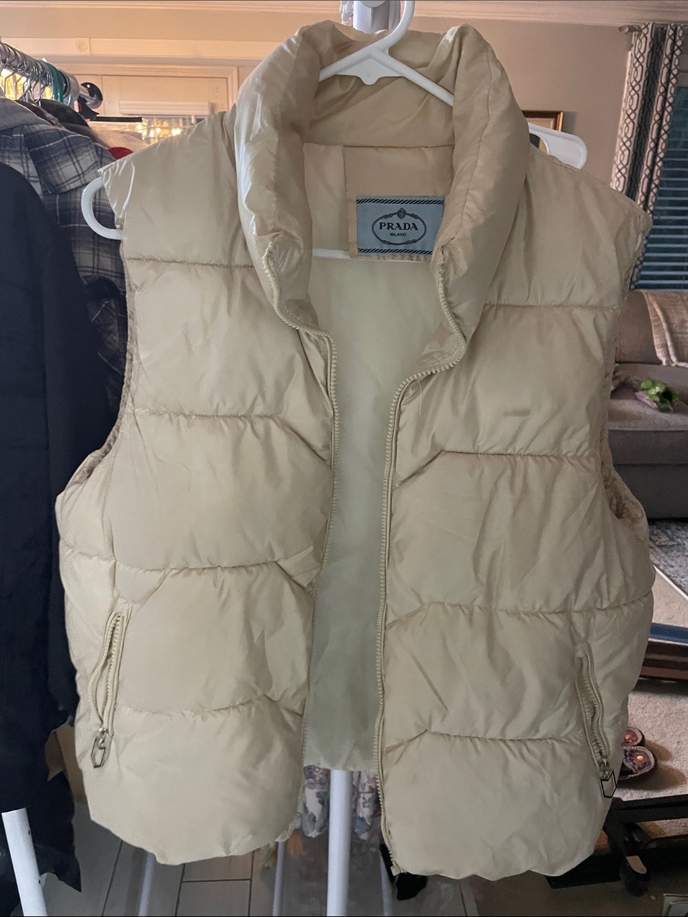 Prada Cream Quilted Puffer Vest